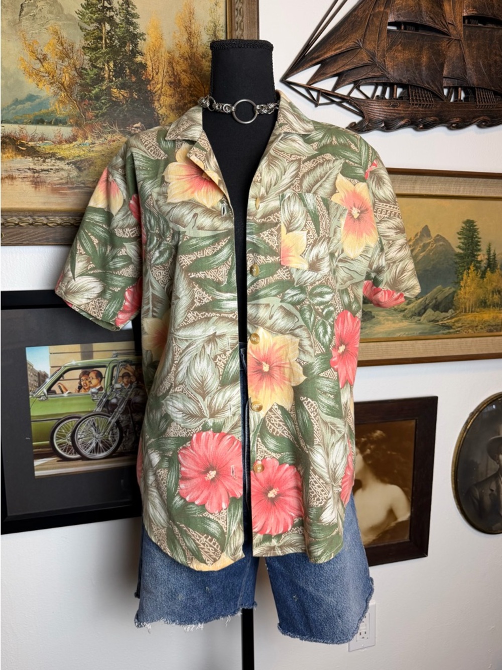 Vintage 80s/90s Hawaiian Print Blouse